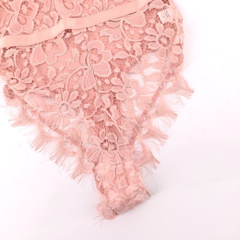 Pink Lace Adjustable Straps Thong Bodysuit Size Small - Picture 3 of 11